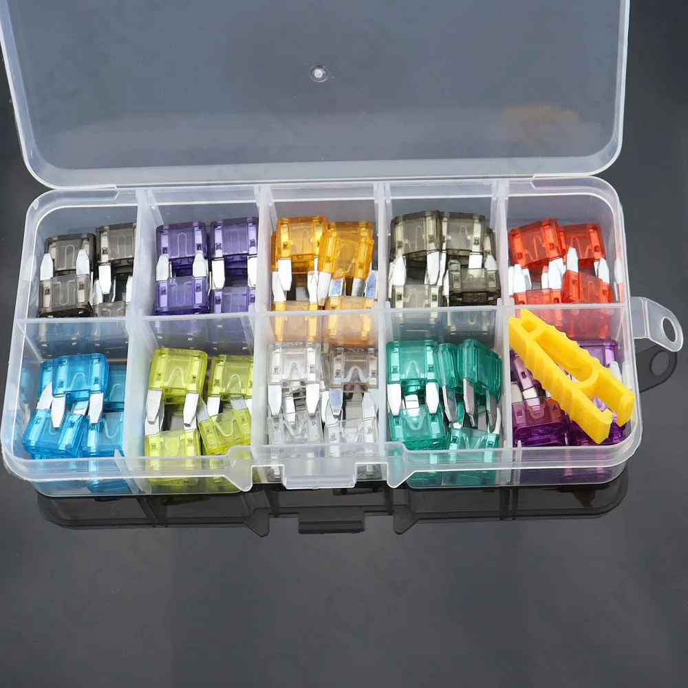 100pcs New mini Auto Automotive Car Boat Truck Blade Fuse Box Assortment 2A 3A 5A 7.5A 10A 15A 20A 25A 30A 35A