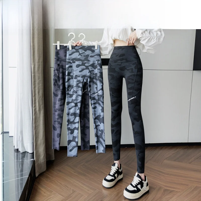 Pantaloni arca mimetica a vita alta Thiened Fce Pantaloni da yoga da donna Autunno Inverno Pantaloni Boting taglie forti