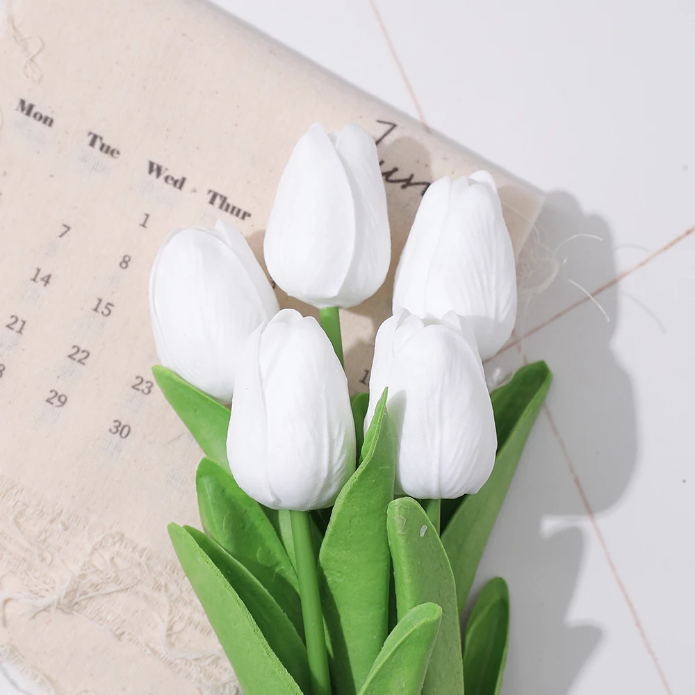 10Pcs Premium Artificial Flowers Real Touch Tulips Bouquet Fake Flowers For Home Room Bedroom DIY Decor Party Wedding Decoration