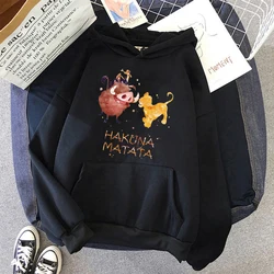 Anni '90 Y2k felpe Vintage Anime Hakuna Matata felpa con cappuccio Disney The Lion King felpa abbigliamento donna felpa con cappuccio