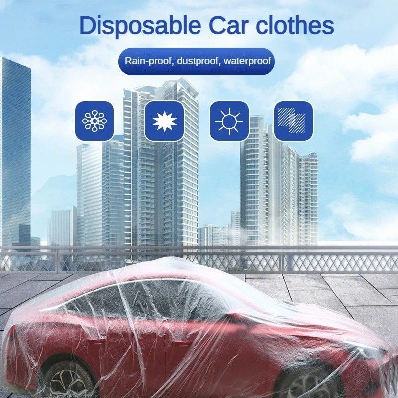 1-5PCS Universal Clear Disposable Car Cover Transparent Dustproof PE Protector Scratch Free for Garage Parking Indoor Storage