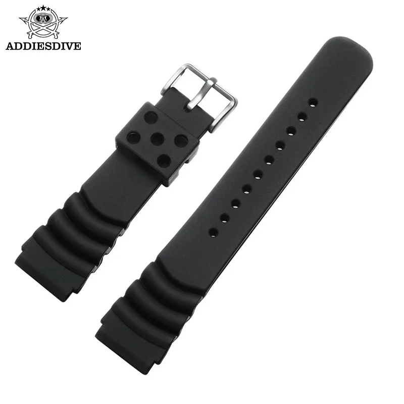 ADDIESDIVE Universal 20mm 22mm Mens Watch Strap Replacement Watchband Black Rubber Premium Sport Waterproof Fashion Watches band