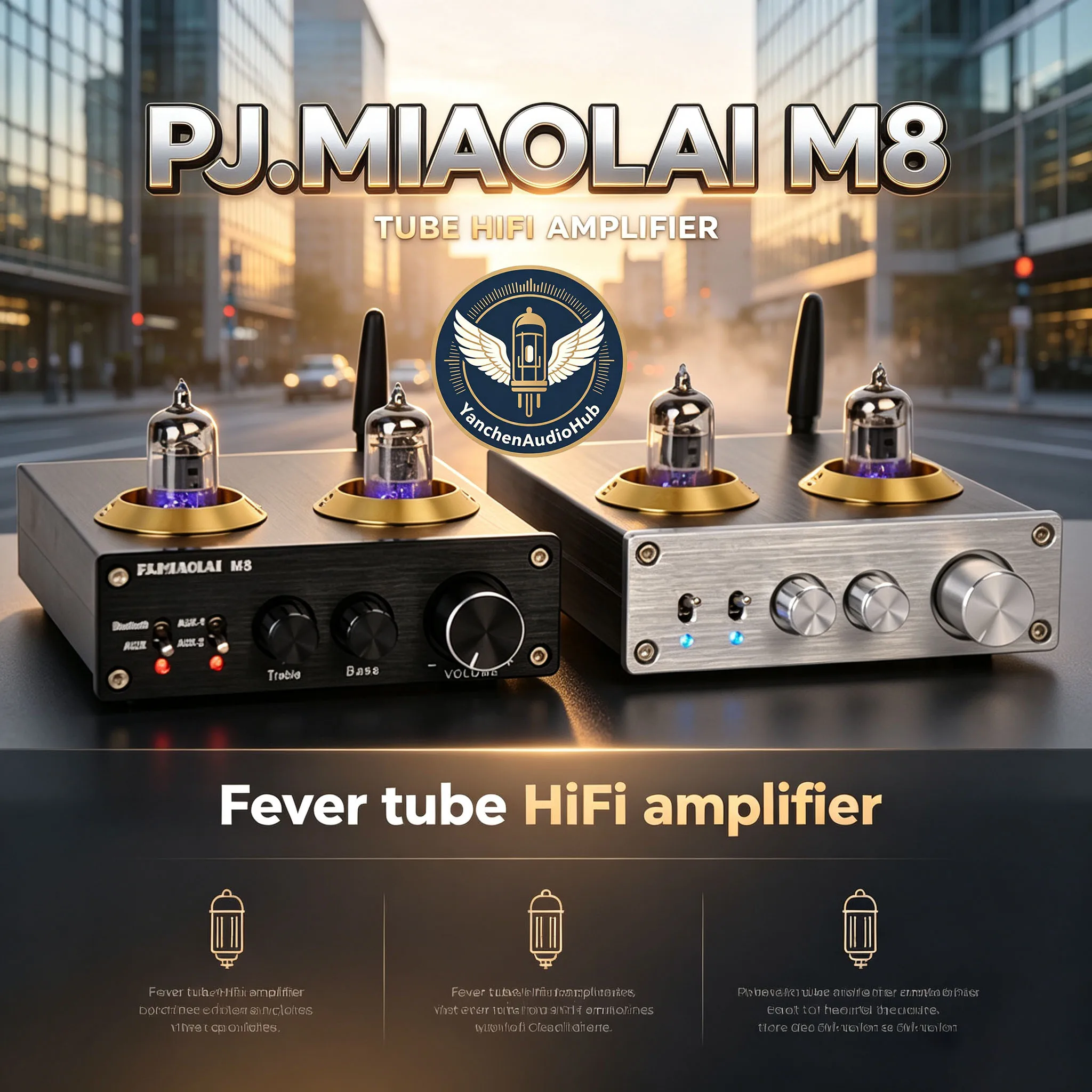 CHN 2027 New PJ.MIAOLAI M8 Fever Gallbladder HiFi Computer Home High Power Bluetooth Electronic Tube Digital Power Amplifier