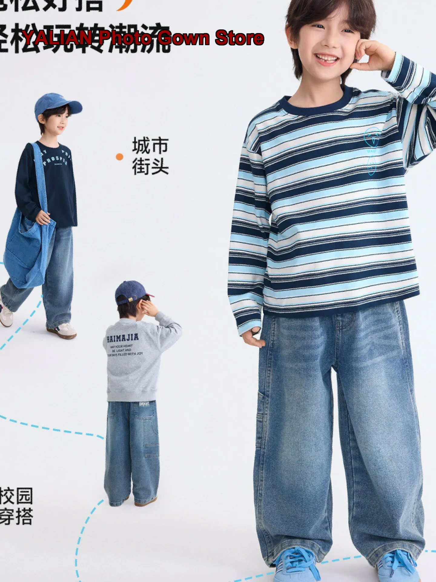 Boys Denim Jeans Teens Spring Autumn Stylish Long Solid Color Youth Kids