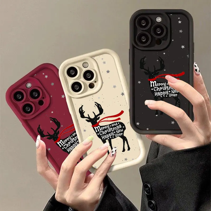 Christmas Fasion Phone Case for iPhone 11 12 MINI 13 14 15 16 PRO MAX PLUS Shockproof Silicone Soft Cover Coque