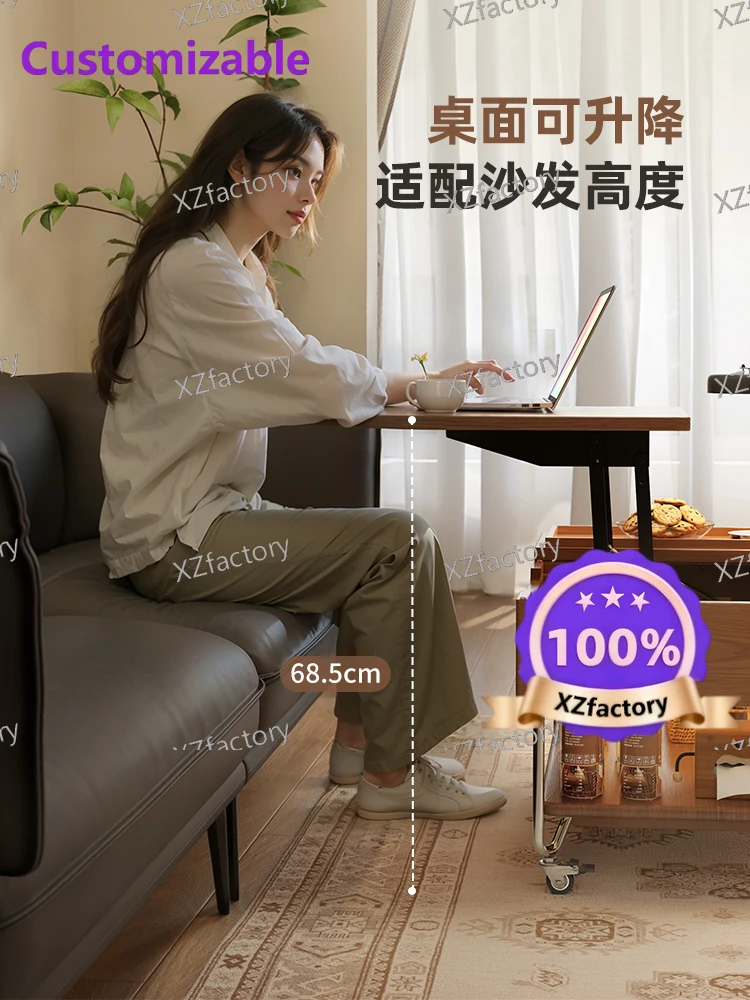 Factory Direct 2026 Top RatedSolid wood lifting coffee table movable multi-functional sofa side cabinet small apartment living r