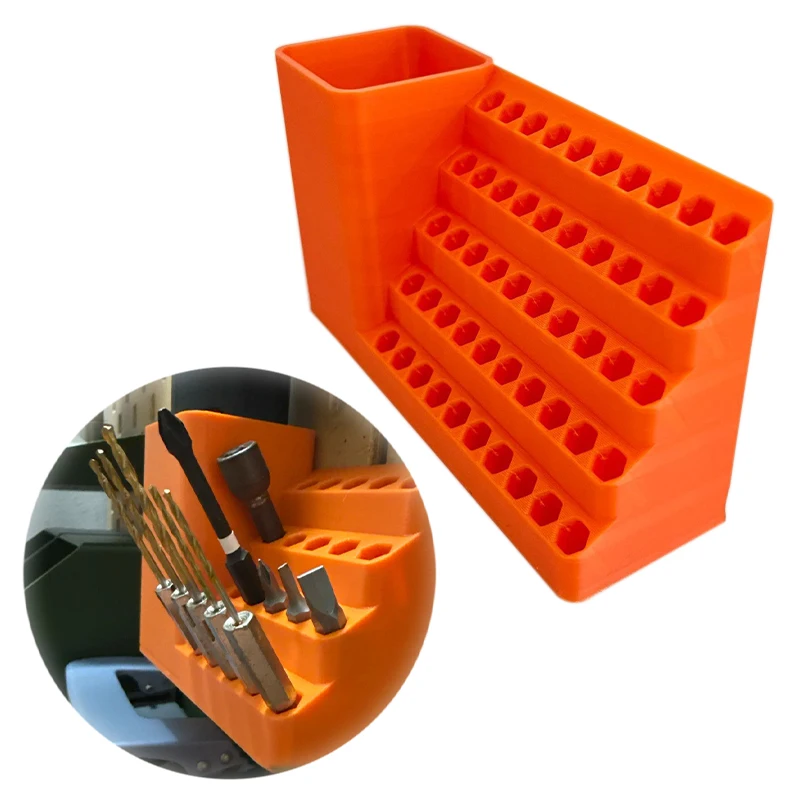 Portapuntas de destornillador hexagonal con 25/50 ranuras, montado en la pared, adaptador de broca y unidad hexagonal de 1/4 ", organizador de almacenamiento, herramienta de garaje y taller
