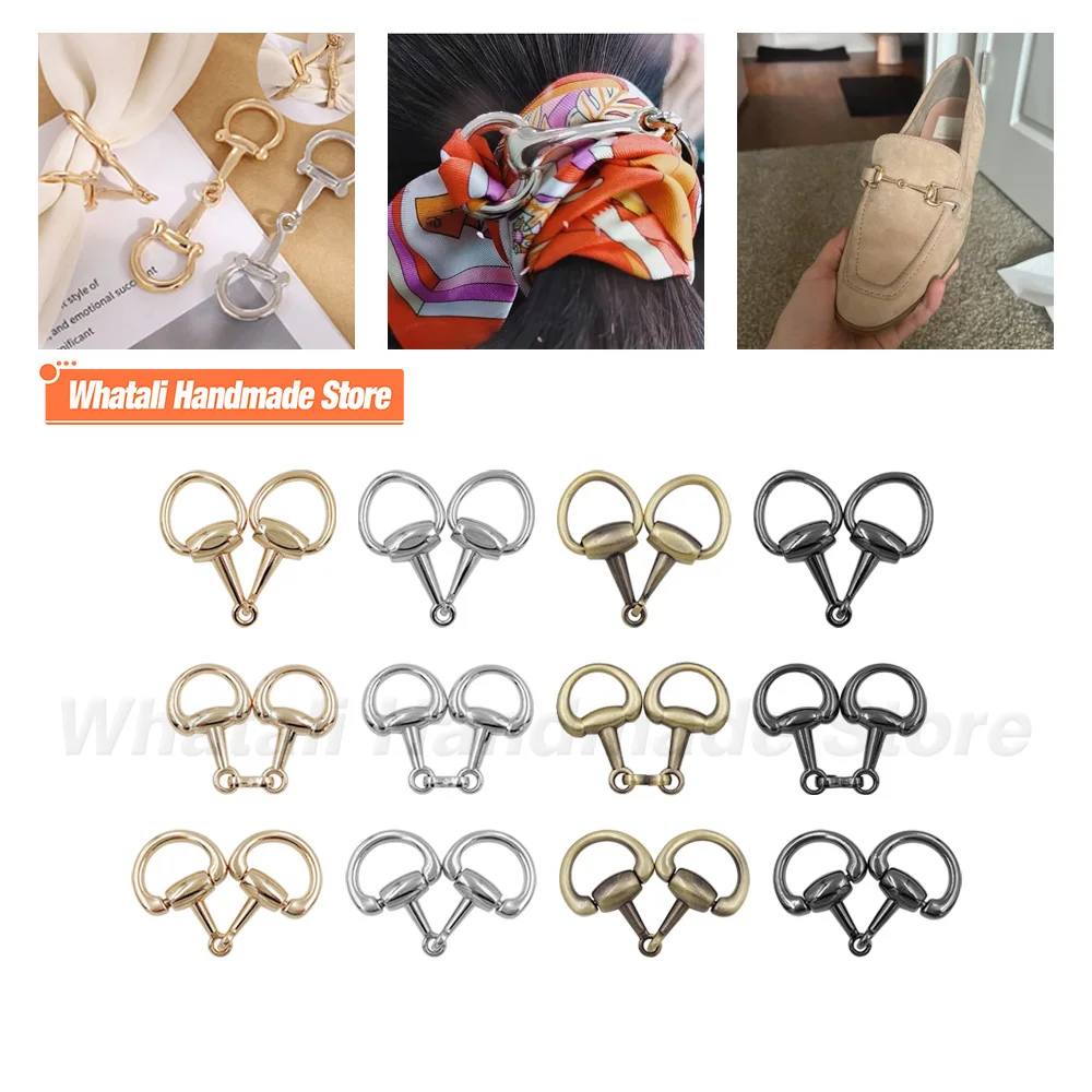 Metal Front Panel Horse Street Buckle One Word Chain Silk Scarf Pair Buckle Luggage Accessories For Shoes Bag Hats Accessories