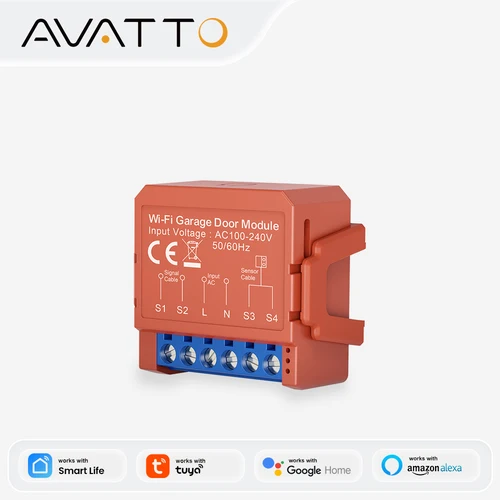 Imagen 1 del producto Módulo Inteligente para Puerta de Garaje AVATTO con WiFi, Controlador de Apertura de Puerta, Control Remoto por Voz con APP Smart Life/Tuya y Alexa Google Home