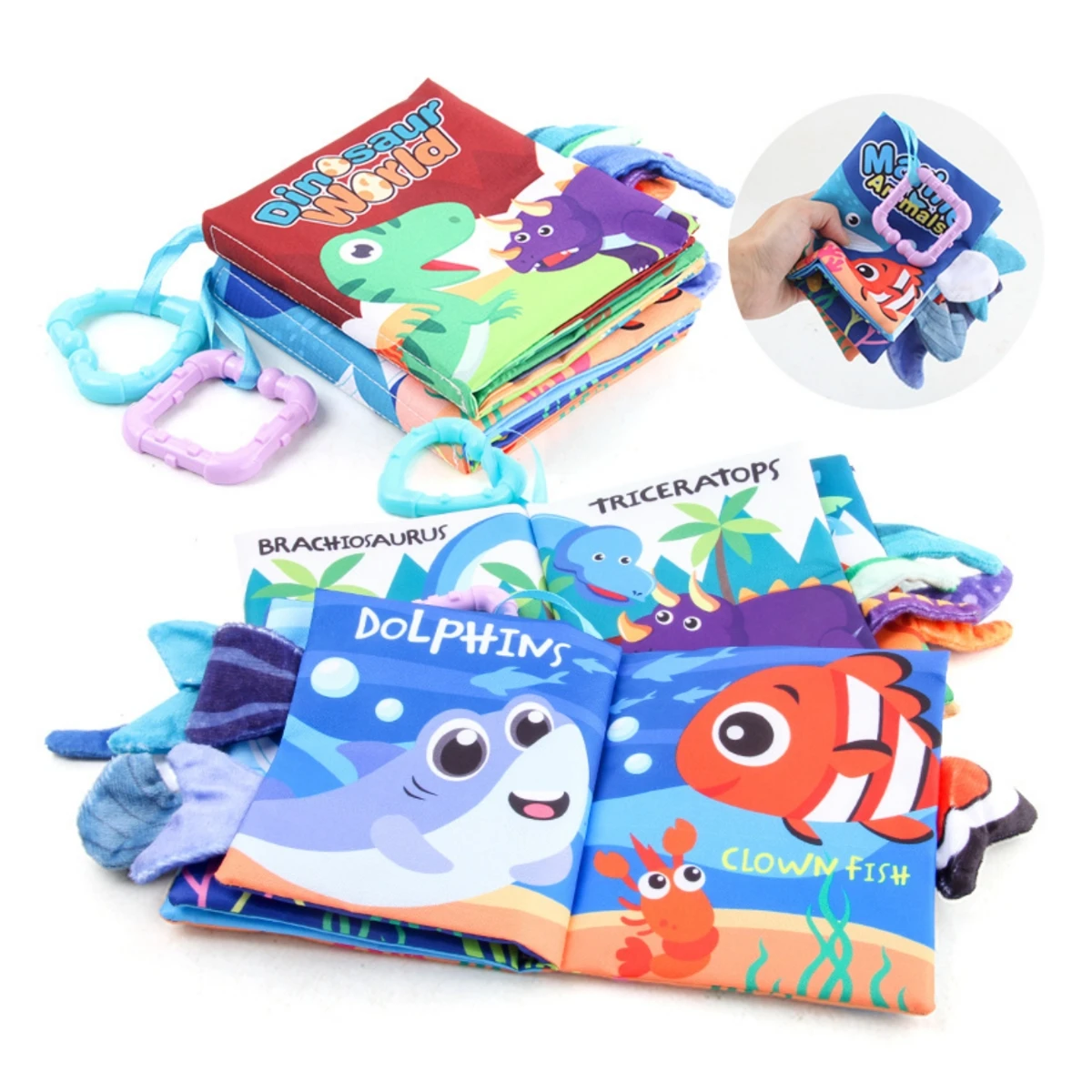Early Education 3D Cloth Book Sound Paper Enlightenment Toy with Tail Baby Marine Animal Cognition Child Puzzle Palm Soft Book