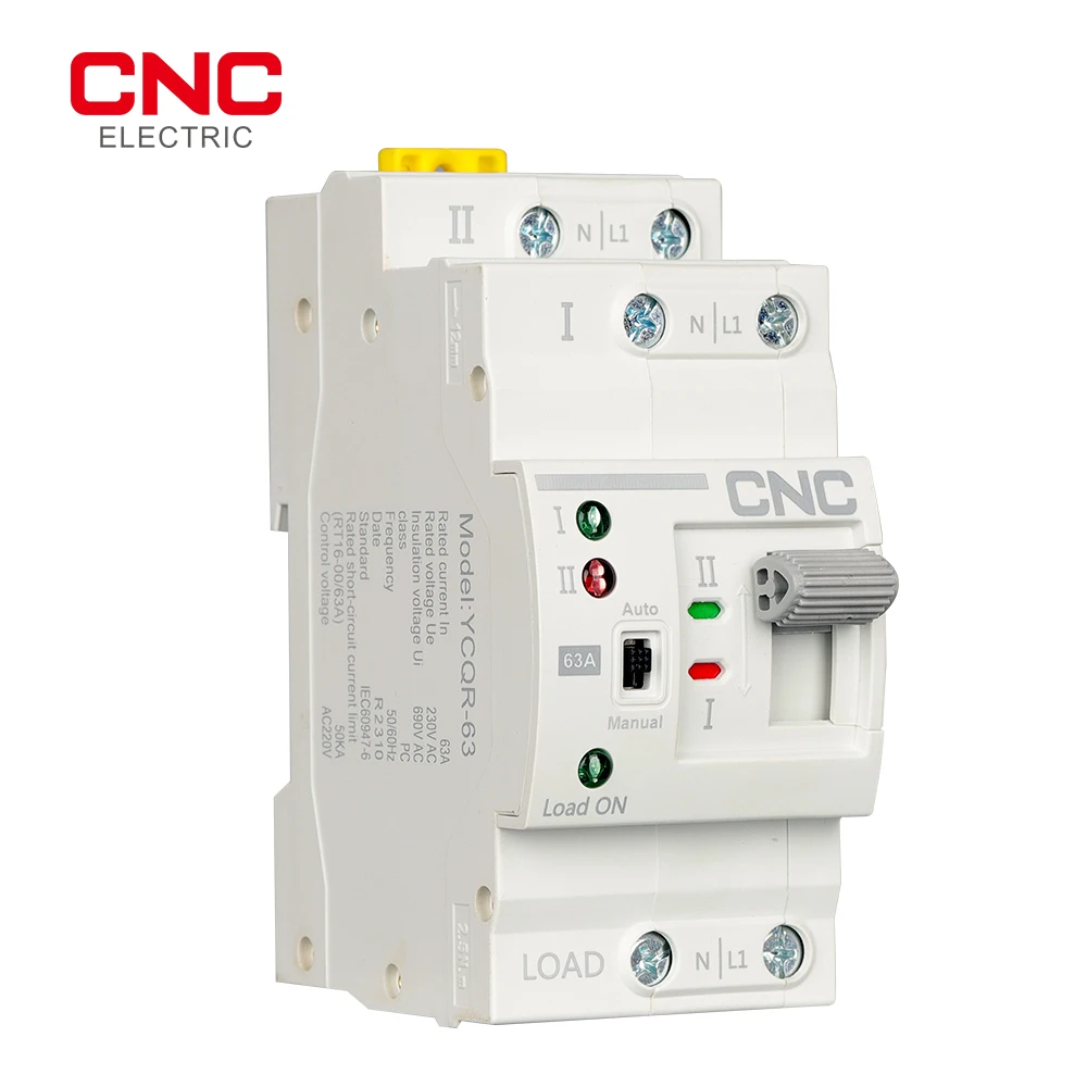 CNC YCQR-63 2P 4P Din Rail ATS Dual Power Automatic Transfer Switch Electrical Selector Switches Uninterrupted Power 63A