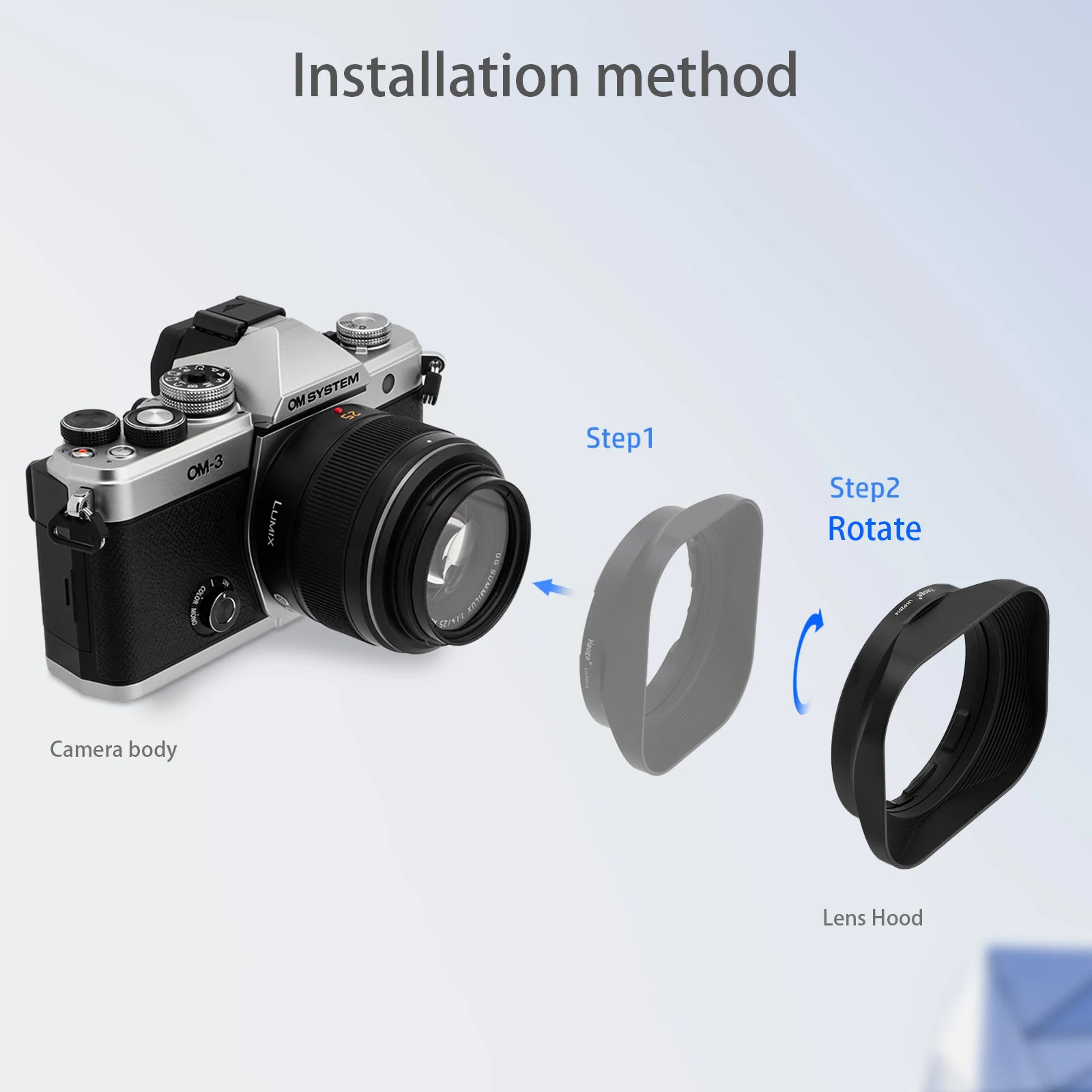 Haoge LH-P2514 Square Metal Lens Hood for Panasonic LEICA DG SUMMILUX 25mm f/1.4 II ASPH lens dg25 25MM F1.4 II H-X025