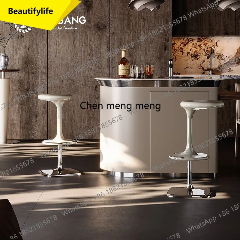 X188 Italian minimalist leather bar chair Modern minimalist bar high stool Hotel front desk FRP stool