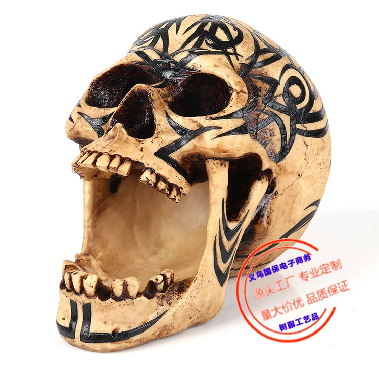 

Resin handicraft pattern skull storage box, Halloween haunted house video skull props, wine bar decoration