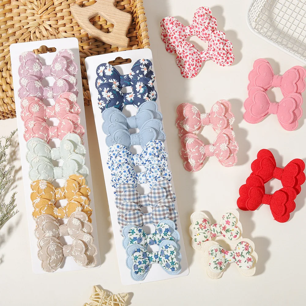 

Набор из 10 заколок для волос для малышей: хлопковые льняные банты для девочек, милые заколки-бабочки для детей, аксессуары для волос