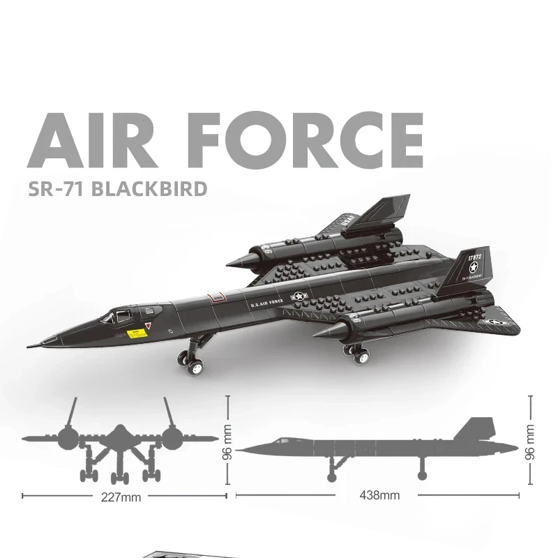 Assembled Building Blocks Air Force Reconnaissance Airplane Model Medium Transport Toy Airplane Model Kids Building Block Toy