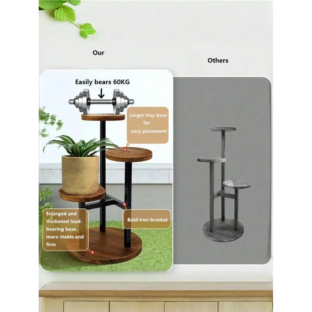 

4 Tier Indoor Outdoor Plant Stand Metal Wood Corner Plant Rack Multilayer Flower Shelf For Balcony Garden Patio Living Room Hom