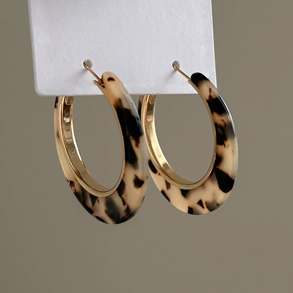 ZAKOL Female Temperament Leopard Print Big Hoop Earrings For Women Personalized Gothic Girl's Exaggerated Ear Accessories