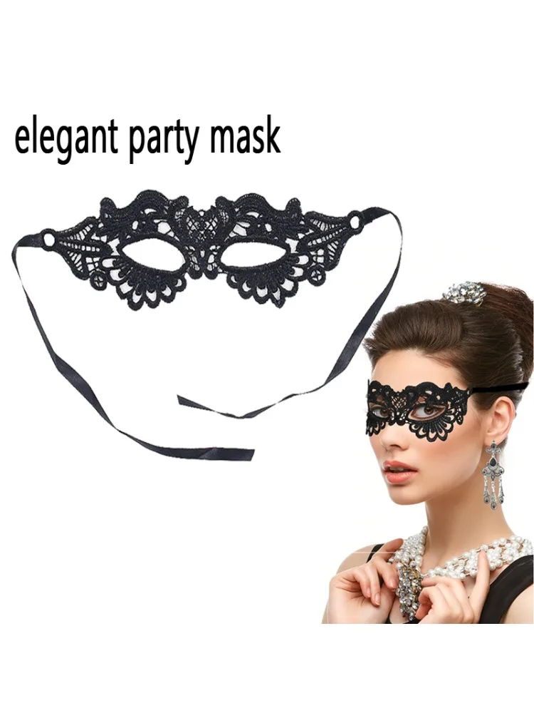 Masque en dentelle noir pour femme, broderies et appliques, pour fête, cosplay, mascarade, bal de promo, accessoires de costume, remise de diplôme