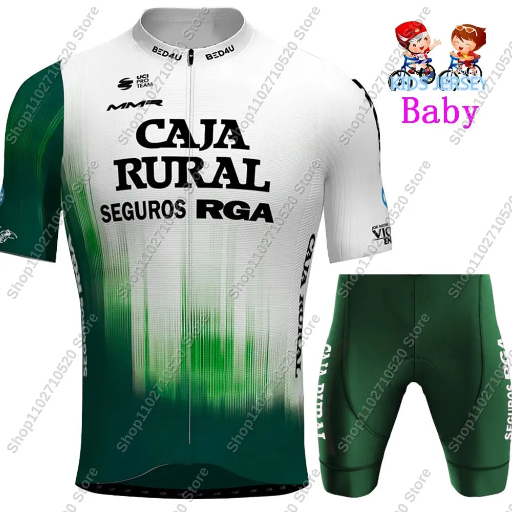 Kids Team Caja Rural 2025 Cycling Jersey Set Boys Girls Cycling Clothing Children Road Bike Suit Maillot