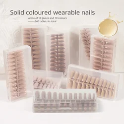Simple Wear Nail Solid Colours Piece Ladies Nude Colour Fake Nail Patch Ice Transparent Colour Finished Long Short Section