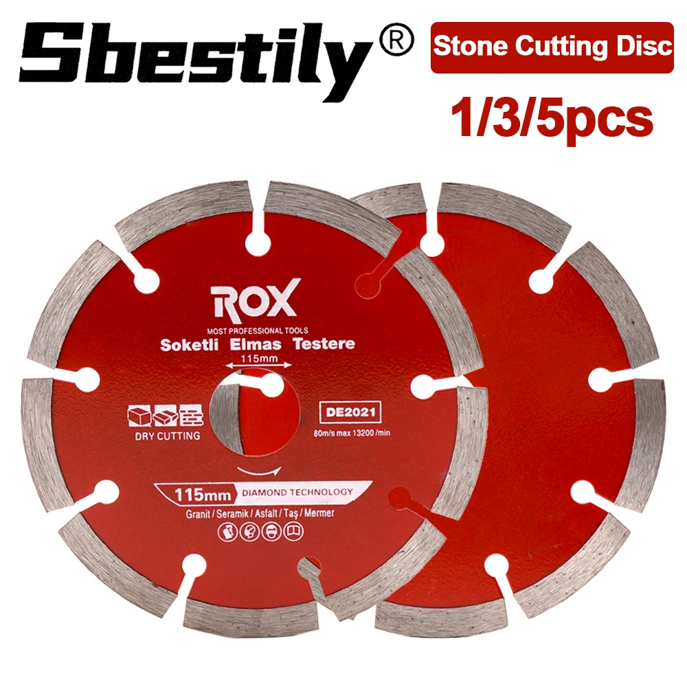 1/3/5pc 115mm Stone Cutting Disc Diamond Saw Blade Dry Grooved Wall Breaking Saw Blade Granite Marble Ceramic Tiles Cutting Tool
