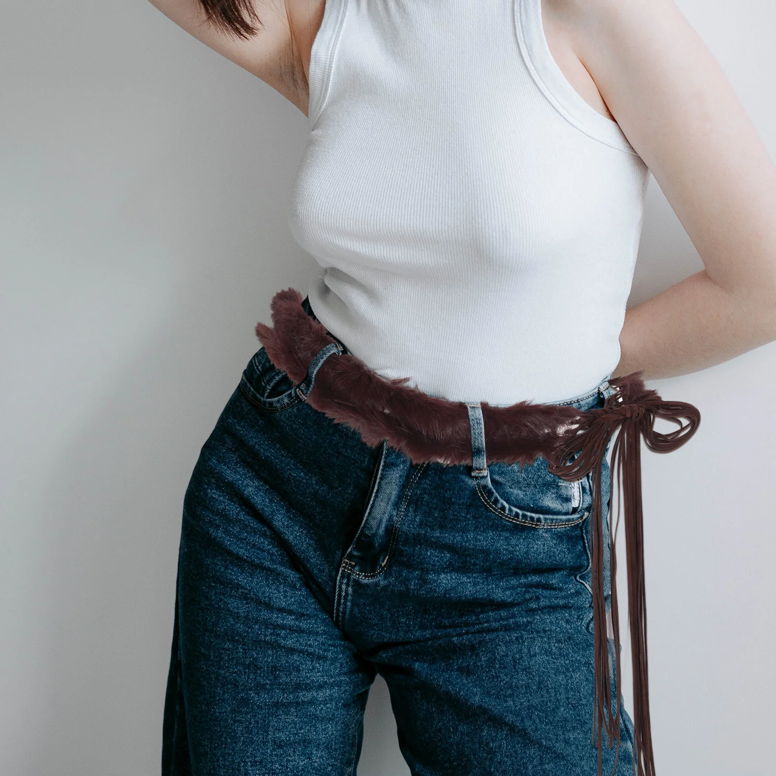 

Retro Punk For Women Waist Wide Dress Long Adjustable Soft Comfortable Pu Corset Wrap Tie Woven Western Vintage Style Belt For