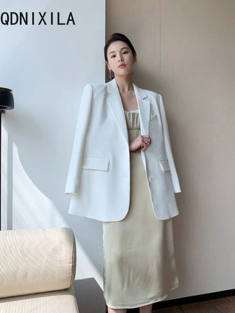 Blazers for Women Spring White Office Ladies Outfits Casual Oversized Jackets Elegant Korean Style Long Sleeve Top Blazer Coat