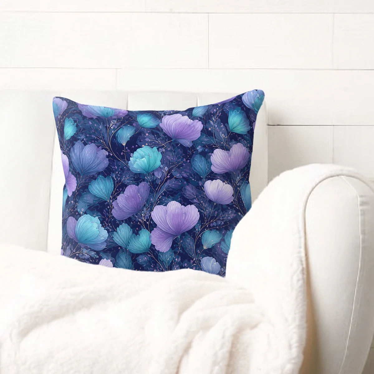 Vibrant Floral Pattern Polyester Pillow Cover - 2D Printed Decorative Pillowcase for Home Couch Sofa Bed, No Insert Included