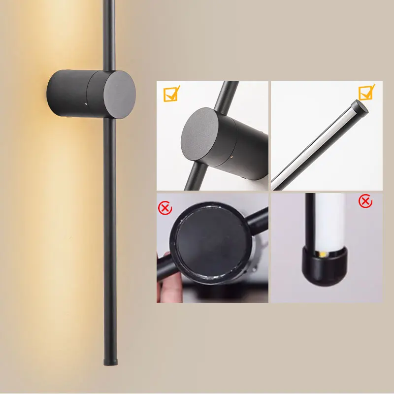 Imagem -04 - Lâmpadas de Parede Led com Interruptor Regulável Modern Wall Sconce 360 ° Rotatable Long Strip Light Iluminação para Estudo tv Background Cabeceira