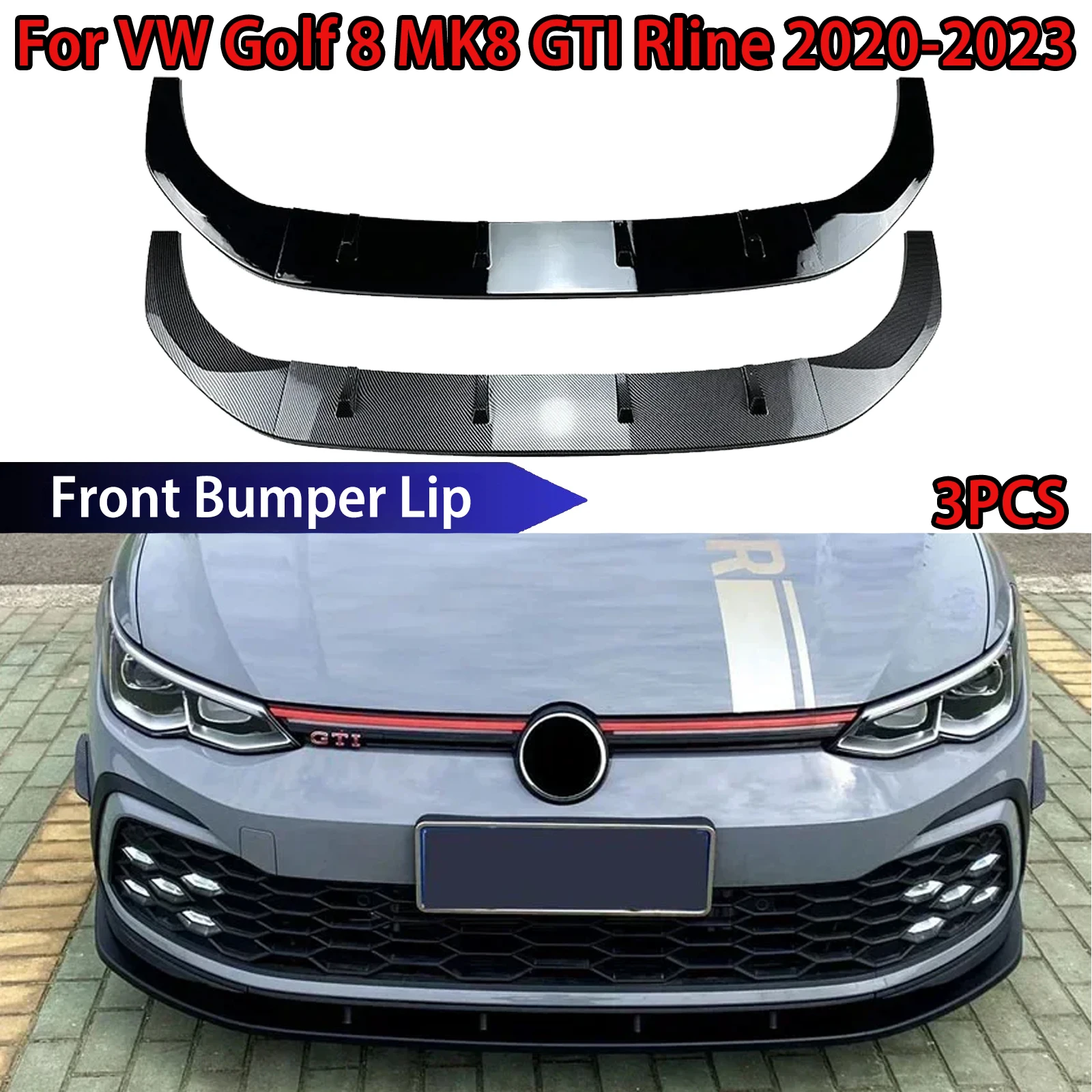 

For Volkswagen VW Golf 8 MK8 GTI GTD GTE Rline 2020 2021 2022 2023 Front Bumper Lip Spoiler Lower Side Modification Exterior