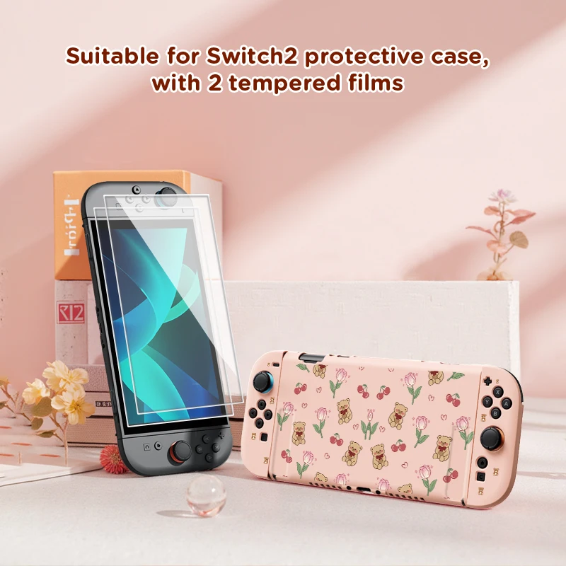 for Switch NS2 protective case，tpu soft shell，20205 new，with 2 HD tempered films，game controller shell,Switch2 dedicated