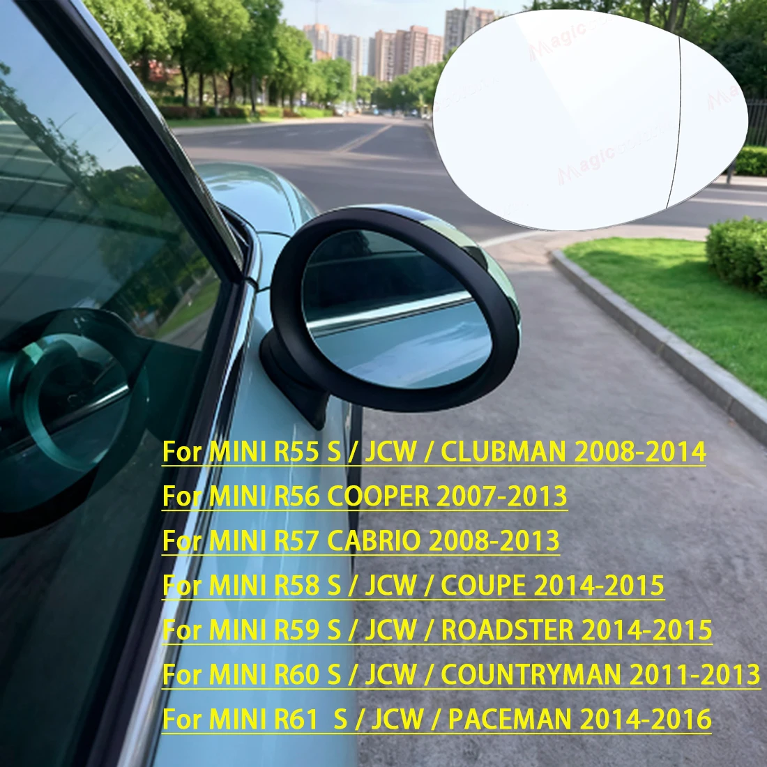 Left/Right Car Side Rearview Mirror Glass For BMW Mini Cooper R55 R56 R57 R58 R59 R60 R61 One S JCW Clubman Hatchback 2007-2014