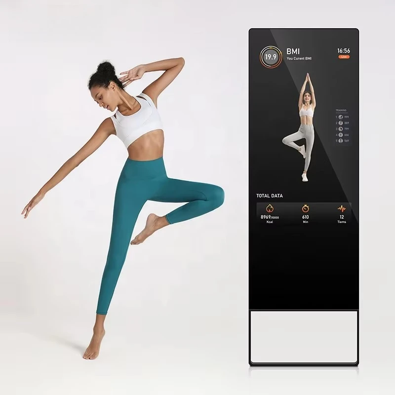 Smart AI Fitness Mirror Touch Screen Display Digital VR Android Workout Gym Mirror for Fitting Room 32inch 43inch LCD Display