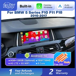 10.25'' Android 14 Wireless Carplay For BMW 5 Series F10 F11 F07 F18 2010-2017 Car Screen Stereo GPS Navi Auto Radio Player BT