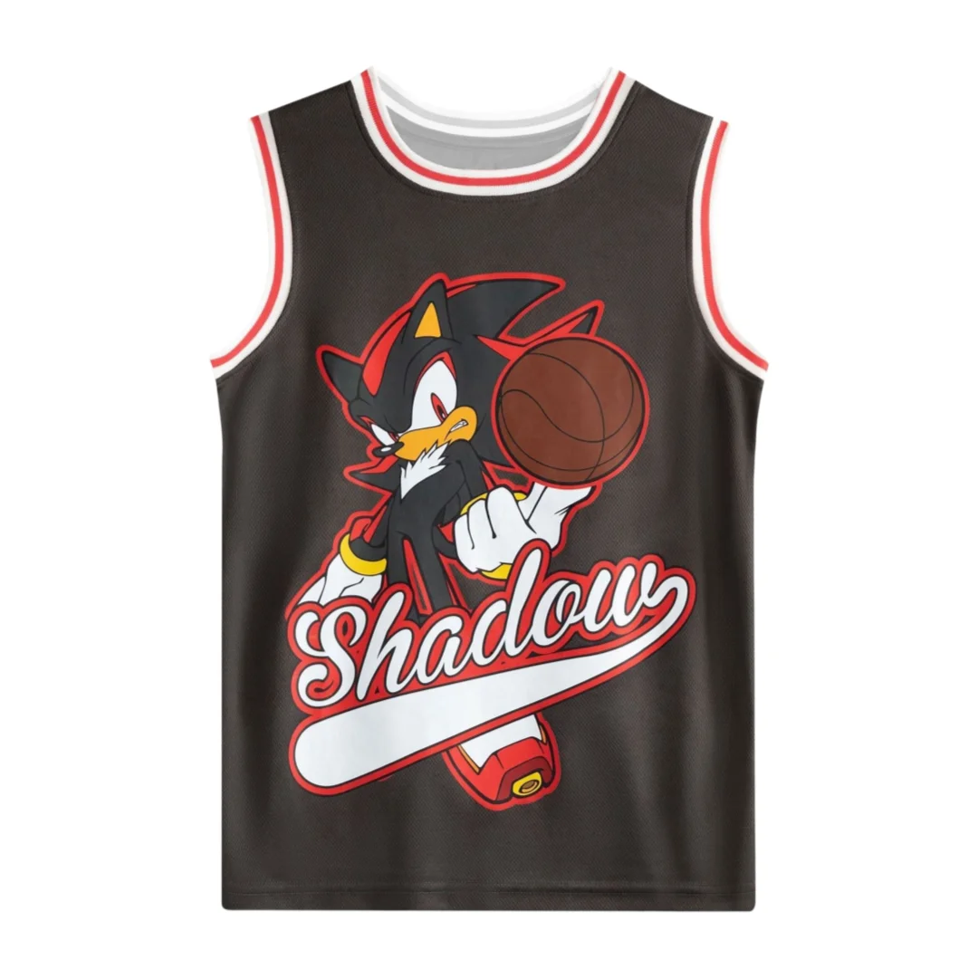 Hot Toys Shadow The Hedgehog Basketball Jersey Set Family Summer Adults Kids Vest & Shorts 2Pcs Breathable Quick Dry Sportswear