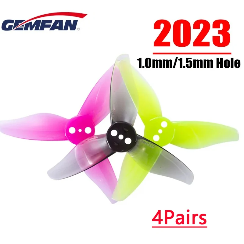 GEMFAN-Furacão 2023 Hélice de 3 lâminas, Hélice de 2 ", 3 furos, 1.0mm, 1.5mm, Diâmetro do furo central, Palito RC, FPV Drone, 4 pares