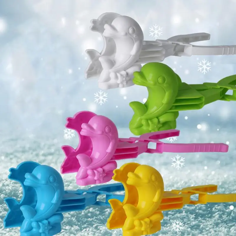 Snow Molds Outdoor Winter Dolphin Shaped Snow Ball Clip Snow Molds Colorful Fun Snow Maker Fights Toy For Birthday Christmas