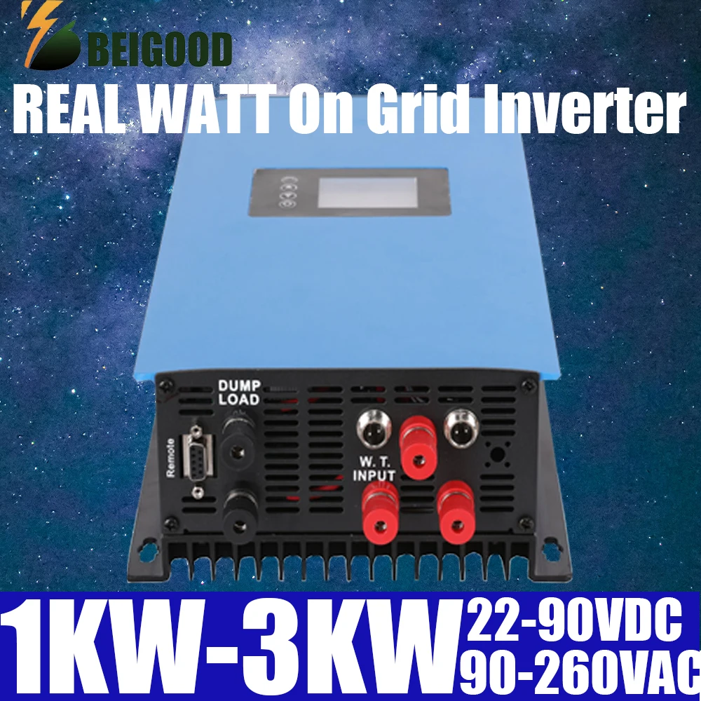 1KW-3KW 22-90VDC 90-260VAC Wind MPPT Power On Grid Tie Inverter With Limiter Sensor Pure Sine Wave Wind Turbine Generator