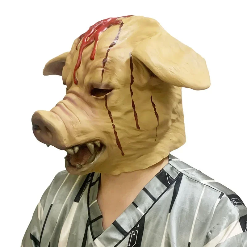 Halloween Scary Saw Pig Head Mask Cosplay Party Horrible Animal Masks Horror Adult Costume Fancy Dress For Carnival Costume