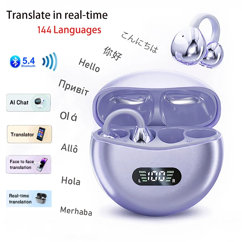

wireless bluetooth headphones AI real time translation earbuds intelligent touch the business trip noise cancellation headphones