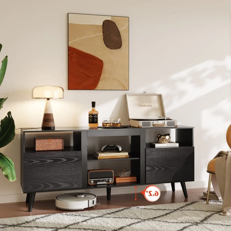 TV Stand for 65 Inch TV Entertainment Center with 2 Storage Cabinets Media Console for Living Room Bedroom Office