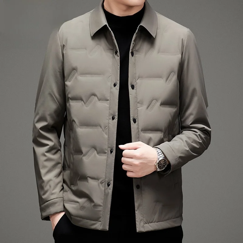 

Pierre Cardin Men's down Jaet Thiened Lightweight Warm White Du Feather Coat Casual Busin Sle ort Length