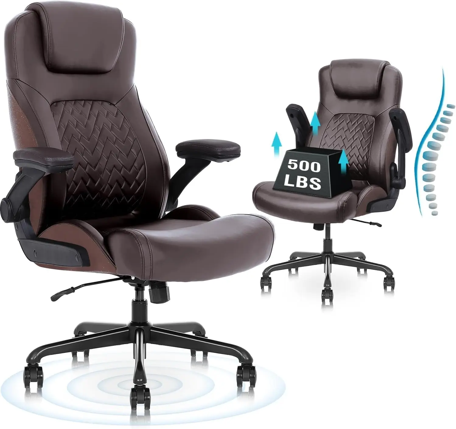 

Executive Ergonomic Office Chair - Big and Tall Office Chair for Heavy People, PU Leather Computer Desk