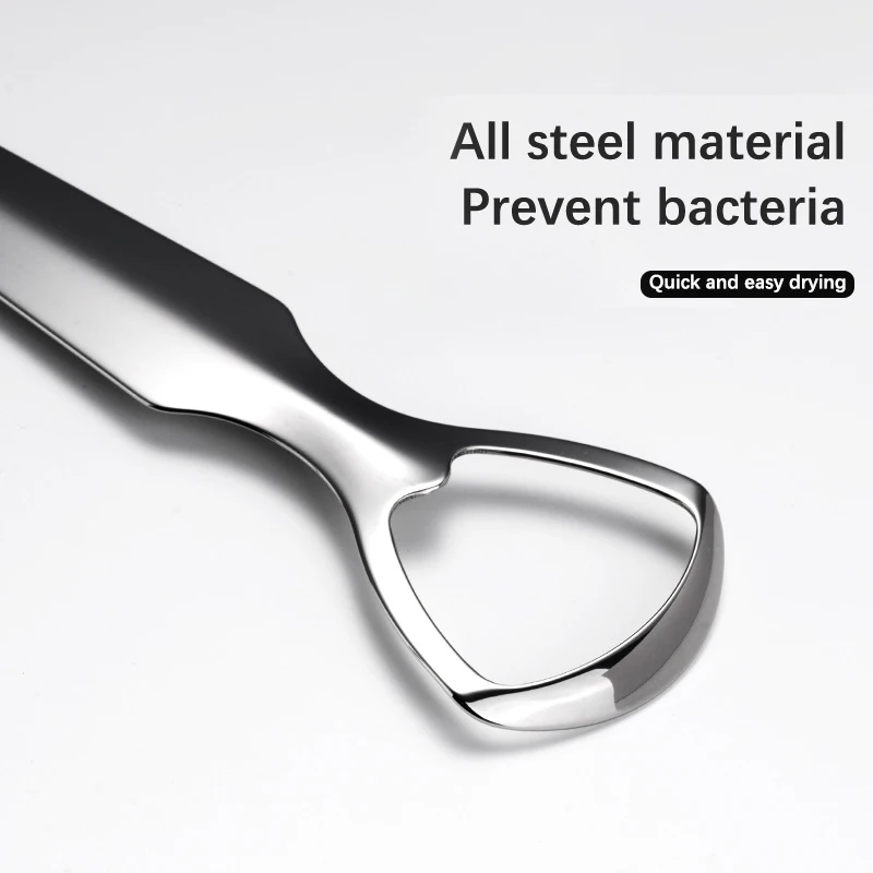 [WHB]Tongue Scraper Cleaner For Adults & Kids Portable Stainless Steel Tongue Scraper For Removing Large Opening Tongue