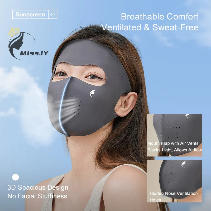 حجاب وجه نسائي للحماية من الأشعة فوق البنفسجية - غطاء حريري للتبريد بعامل حماية من الأشعة فوق البنفسجية 500+، قناع واقي من الشمس للأنشطة الخارجية في الصيف