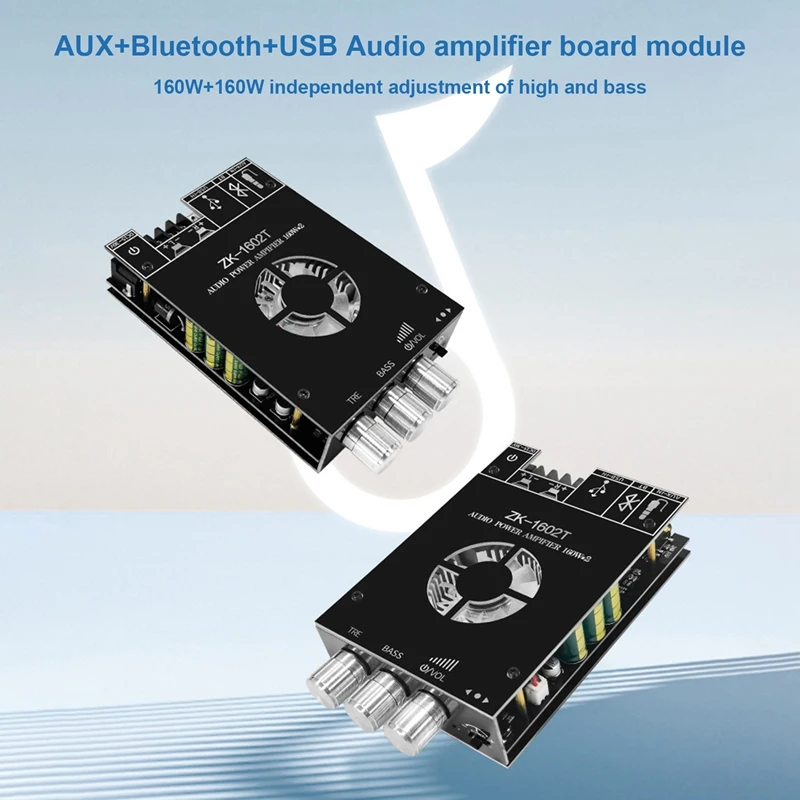 

ZK-1602T Bluetooth Digital Power Amplifier Module 2X160W TDA7498E 2.0 Channel Bluetooth Audio Power Amplifier Board