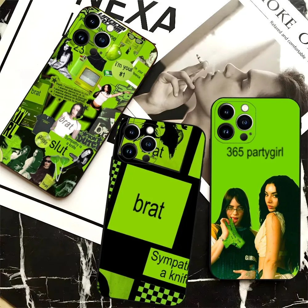 Singer C-Charli XCX Brat Phone Case For iPhone 16,15,14,13,12,Pro,Max,11,7,8,Plus,XR,XS Max Shockproof Silicone Soft Shell