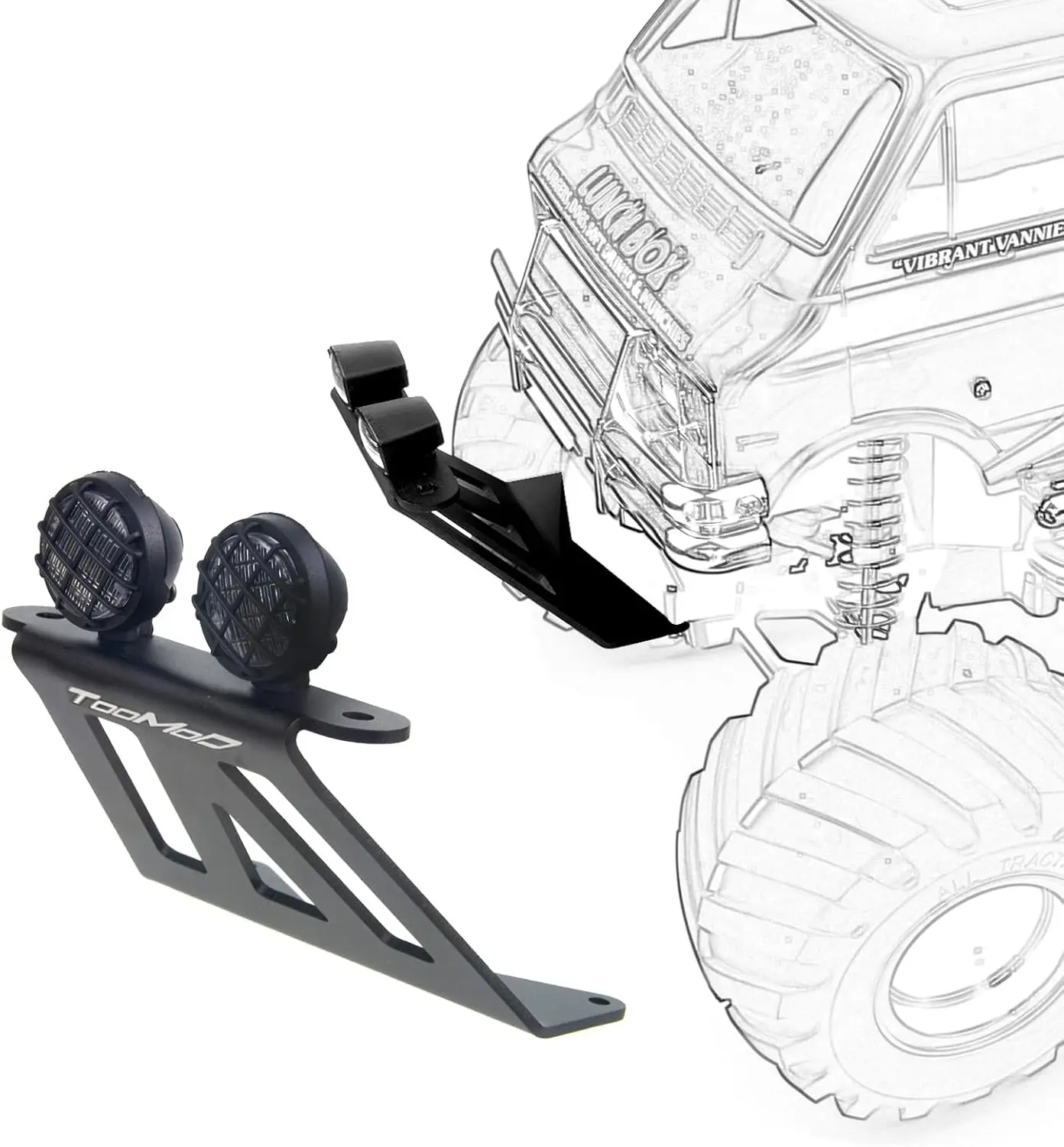 Parachoques delantero de aluminio CW-01 con luces LED para fiambrera, monstruo de calabaza de medianoche, saltamontes, piezas de mejora Hornet