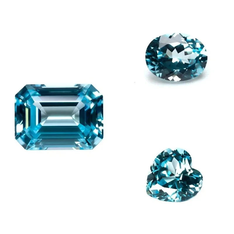 Lab Grown Sapphire Aquamarine Color Oval Cut Gemstone VVS1 for Charms Jewelry Making Certificate Multiple Shapes Selectable view 4